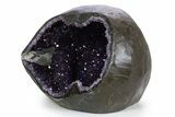 Glistening Deep Purple Amethyst Geode with Calcite #345943-2